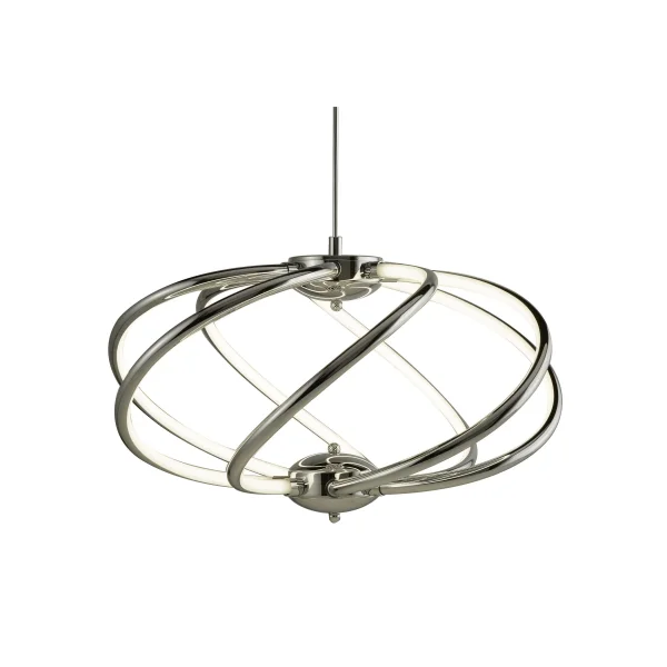 Searchlight Bardot - lampe suspendue - Ø 51 x 150 cm - 42W LED dimmable inclus - chrome et blanc