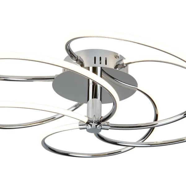 Searchlight Bardot - plafonnier - Ø 56 x 15 cm - 43W LED inclus - chrome et blanc