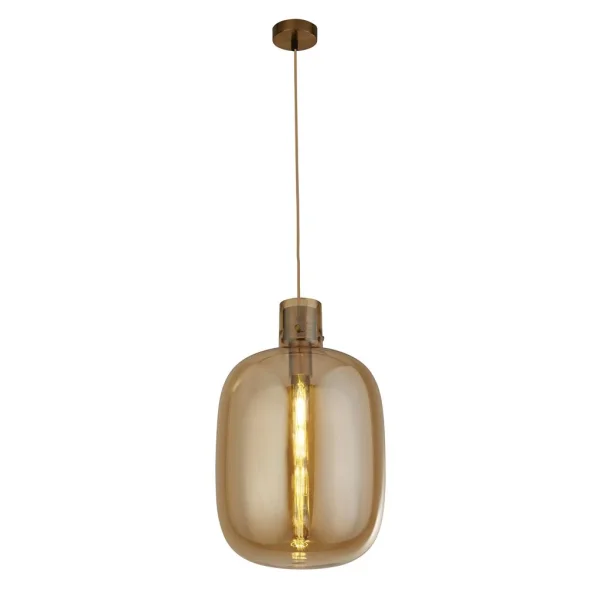 Searchlight Barrel - lampe suspendue - Ø 30 x 127 cm - laiton satiné et ambre