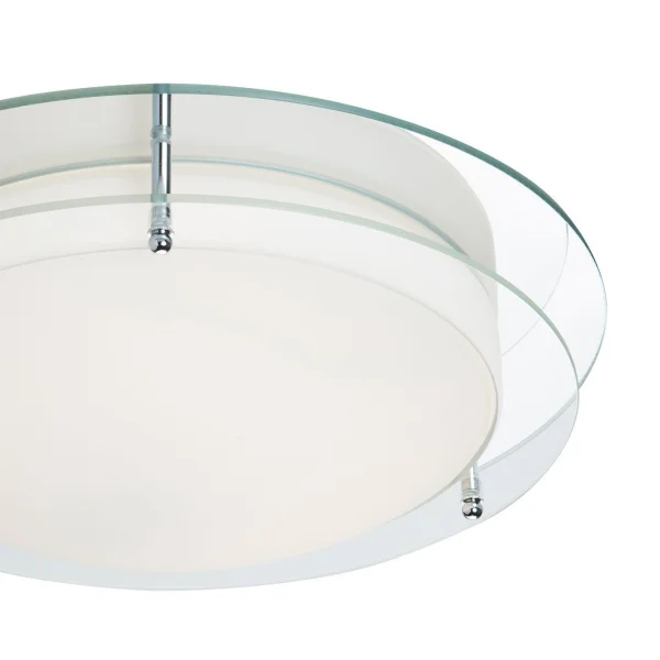 Searchlight Bathroom Flush - plafonnier de salle de bains - Ø 38 x 11 cm - 20W LED inclus - IP44 - chrome