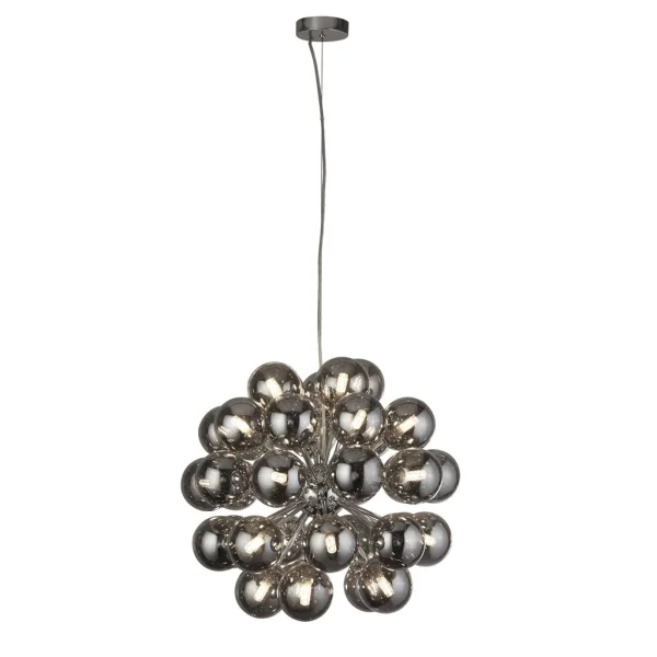 Searchlight Berry - lampe suspendue - Ø 51 x 150 cm - chrome et verre fumé