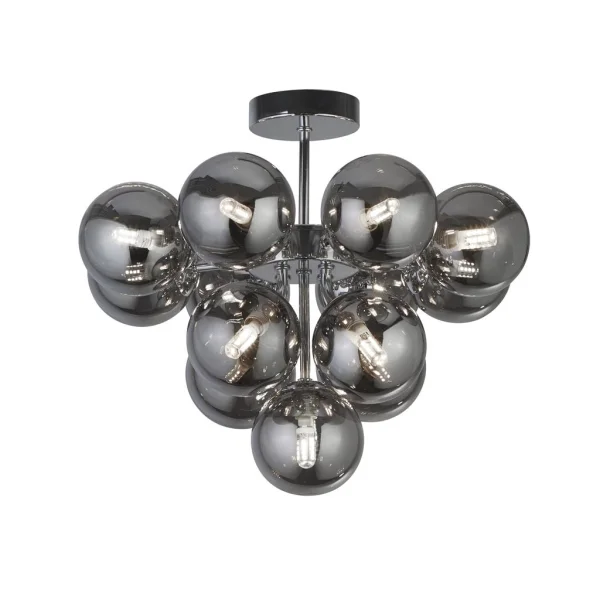 Searchlight Berry - plafonnier - Ø 41 x 35 cm - chrome et verre fumé