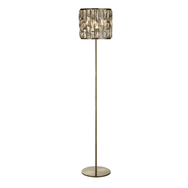 Searchlight Bijou - lampadaire - Ø 26 x 155 cm - laiton antique et champagne