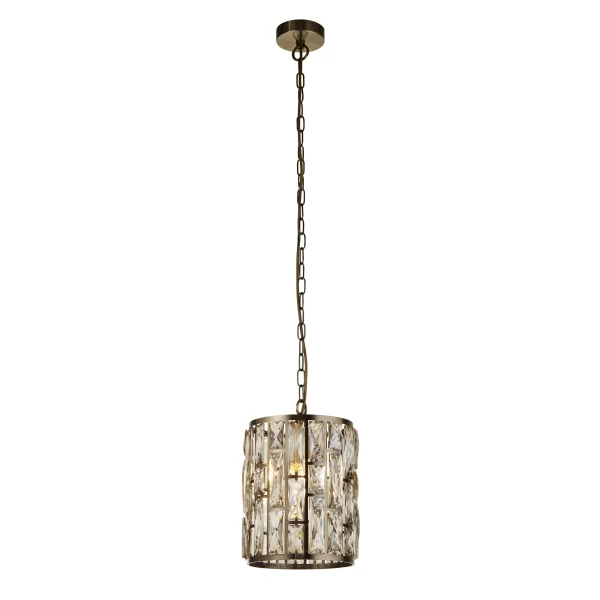 Searchlight Bijou - lampe suspendue - Ø 22 x 150 cm - laiton antique et champagne