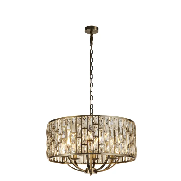 Searchlight Bijou - lampe suspendue - Ø 64 x 150 cm - laiton antique et champagne