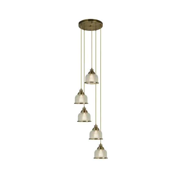 Searchlight Bistro II - lampe suspendue - Ø 38 x 150 cm - laiton antique
