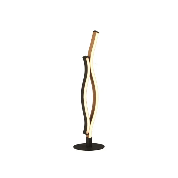 Searchlight Bloom - lampe de table - Ø 13 x 48 cm - 3 niveaux de gradation - 11W LED inclus - noir et effet bois