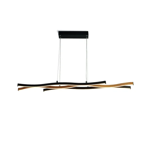 Searchlight Bloom - lampe suspendue - 108 x 150 cm - 3 niveaux de gradation - 38W LED inclus - noir et bois