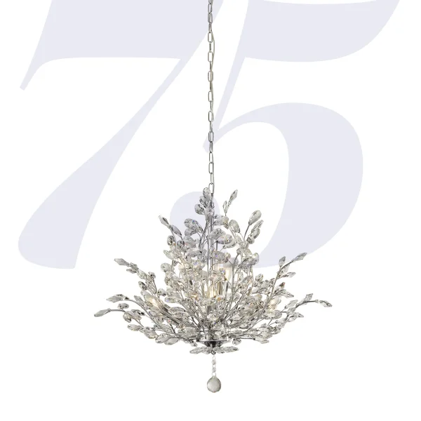 Searchlight Bouquet - lampe suspendue - Ø 67 x 154 cm - chrome et transparent