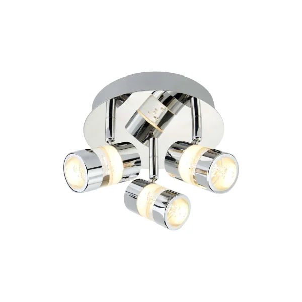 Searchlight Bubbles - spot en saillie 3L - Ø 28 x 15,5 cm - 3 x 4,5W LED dimmable inclus - IP44 - chrome