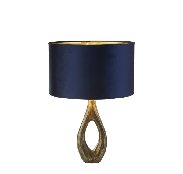 Searchlight Bucklow - lampe à poser - Ø 40 x 46 cm - bleu marine, laiton antique et or