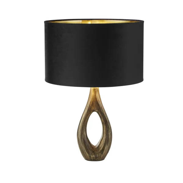 Searchlight Bucklow - lampe à poser - Ø 40 x 46 cm - noir, laiton antique et or