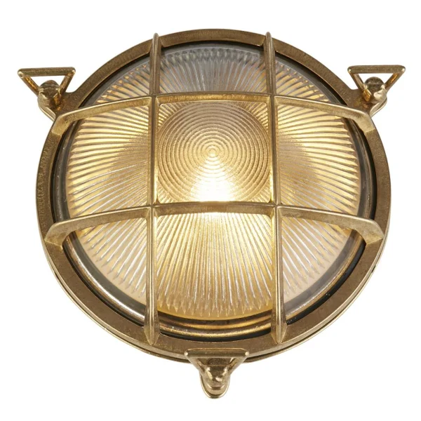 Searchlight Bulkhead - lampe extérieure pour plafond/mur - Ø 23 cm - IP64 - laiton et transparent