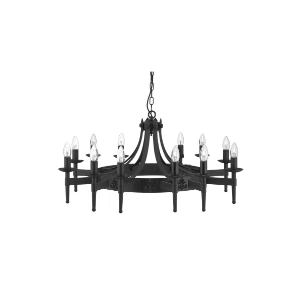 Searchlight Cartwheel - lustre - Ø 105 x 248 cm - noir