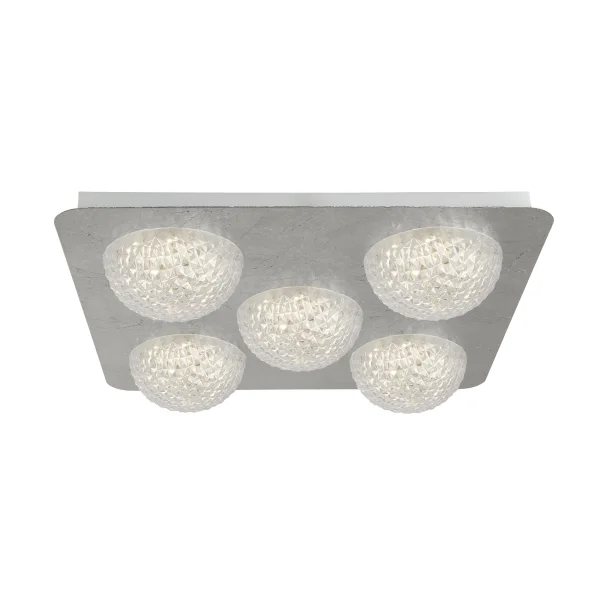 Searchlight Celestia - plafonnier - 43 x 43 x 7,7 cm - 3 niveaux de gradation - 33W LED inclus - argenté et transparent