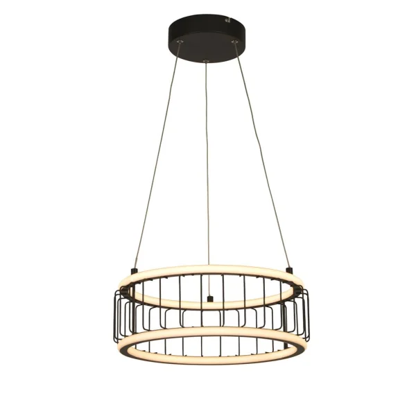 Searchlight Circolo - lampe suspendue - Ø 38 x 150 cm - 3 niveaux de gradation - 40W LED inclus - noir et blanc