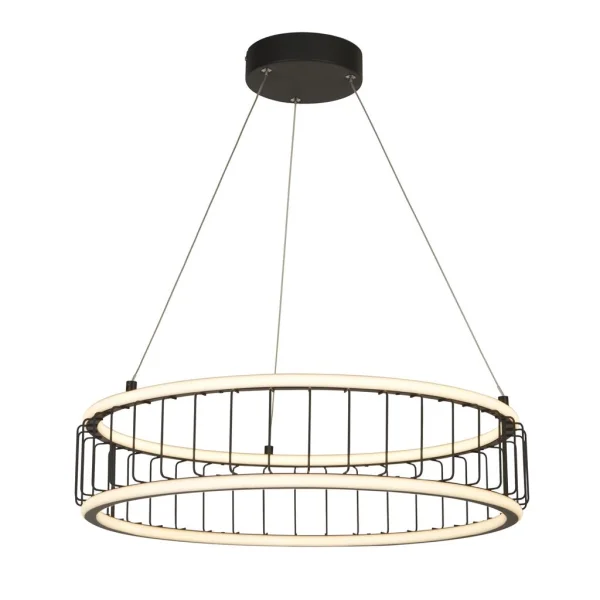 Searchlight Circolo - lampe suspendue - Ø 58 x 150 cm - 3 niveaux de gradation - 47W LED inclus - noir et blanc