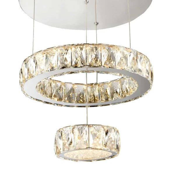Searchlight Clover - lampe suspendue - Ø 35 x 70 cm - 28W LED inclus - chrome