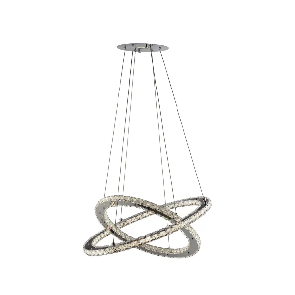 Searchlight Clover - lampe suspendue - Ø 55 x 150 cm - 28W LED inclus - chrome