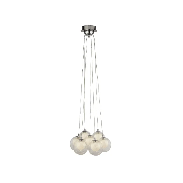 Searchlight Cluster - lampe suspendue - 39 x 35,5 x 120 cm - 7 x 2W LED dimmable inclus - chrome et transparent