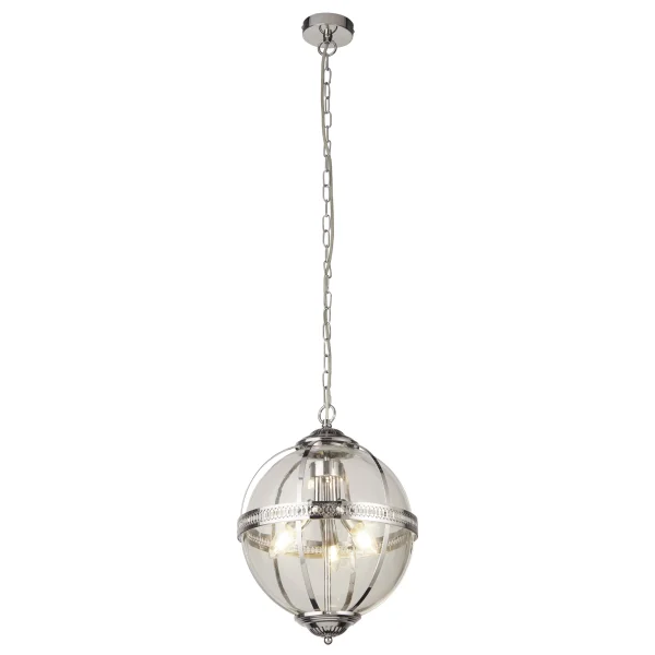 Searchlight Coronet - lampe suspendue - Ø 32 x 120 cm - chrome et transparent