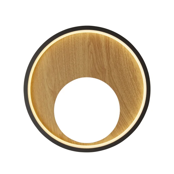 Searchlight Curio - applique murale - Ø 30 cm - 11W LED inclus - noir et bois