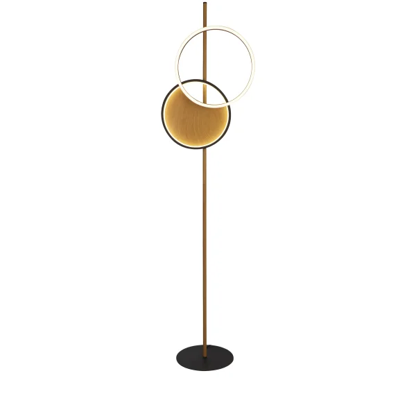 Searchlight Curio - lampadaire - 39 x 150 cm - 29W LED dimmable inclus - noir et effet bois