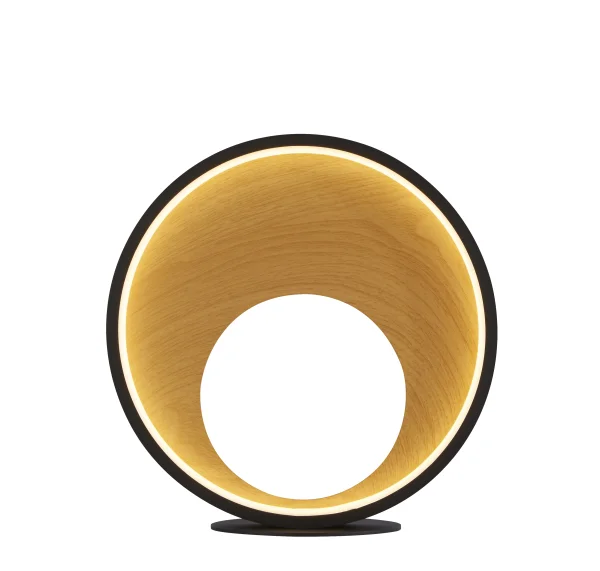 Searchlight Curio - lampe de table - 30 x 31 cm - 3 niveaux de gradation - 11W LED inclus - noir et effet bois