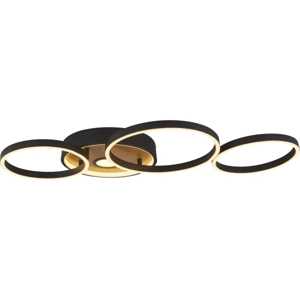 Searchlight Curio - plafonnier - 42 x 8 cm - 40W LED inclus - noir et bois