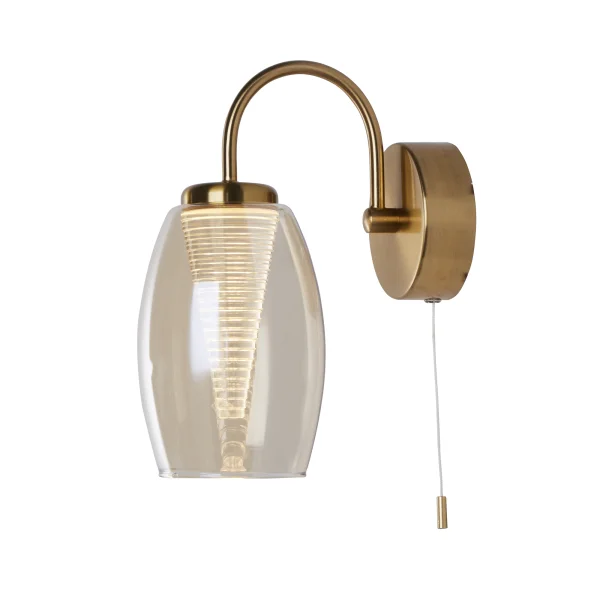 Searchlight Cyclone - applique murale avec interrupteur à tirette - 11,5 x 26,5 cm - 6W LED inclus - bronze et champagne