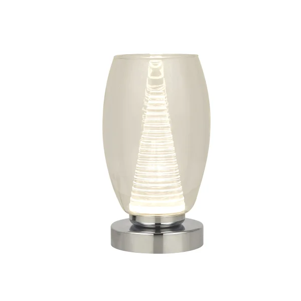Searchlight Cyclone - lampe à poser - Ø 11,5 x 20,5 cm - 6W LED inclus - chrome et transparent