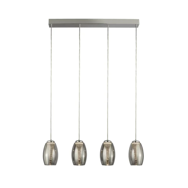 Searchlight Cyclone - lampe suspendue - 75,5 x 11,5 x 150 cm - 21W LED dimmable inclus - chrome et verre fumé