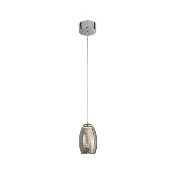 Searchlight Cyclone - lampe suspendue - Ø 11,5 x 120 cm - 6W LED inclus - chrome et verre fumé