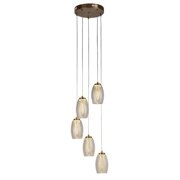 Searchlight Cyclone - lampe suspendue - Ø 35 x 150 cm - 27W LED dimmable inclus - bronze et champagne