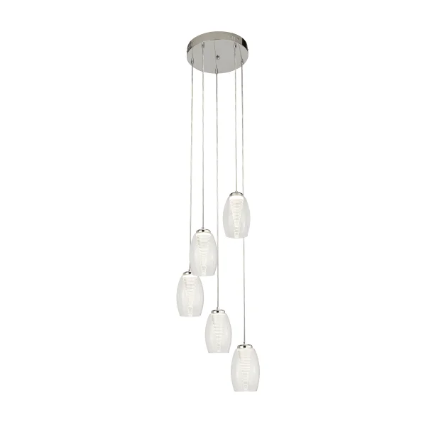 Searchlight Cyclone - lampe suspendue - Ø 35 x 150 cm - 27W LED dimmable inclus - chrome et transparent