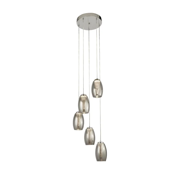 Searchlight Cyclone - lampe suspendue - Ø 35 x 150 cm - 27W LED dimmable inclus - chrome et verre fumé