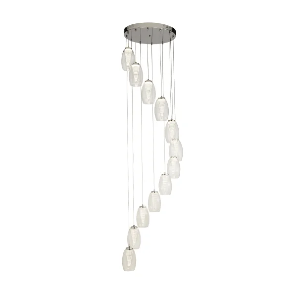 Searchlight Cyclone - lampe suspendue - Ø 52 x 200 cm - 63W LED dimmable inclus - chrome et transparent