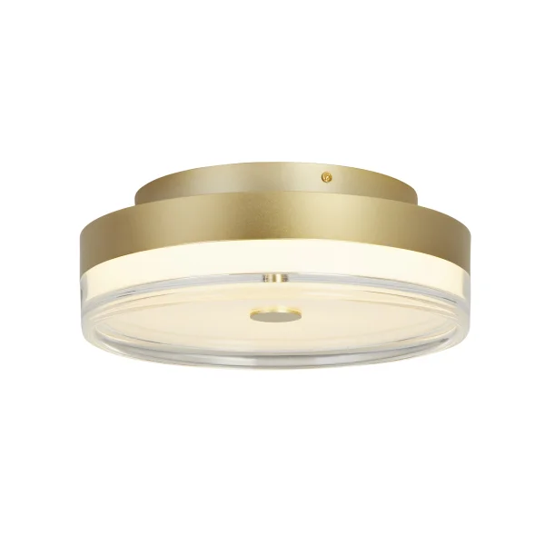 Searchlight Cyprus - plafonnier - Ø 30 x 11 cm - 21W LED dimmable inclus - doré et transparent