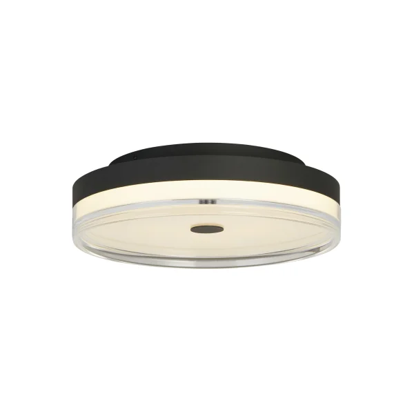 Searchlight Cyprus - plafonnier - Ø 30 x 11 cm - 21W LED dimmable inclus - noir et transparent