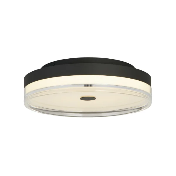Searchlight Cyprus - plafonnier - Ø 40 x 11 cm - 29W LED dimmable inclus - noir et transparent