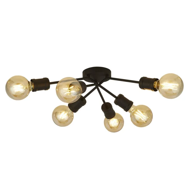 Searchlight Dance - plafonnier 6L - Ø 52 x 15 cm - noir sable