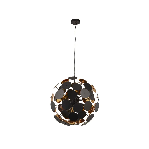 Searchlight Discus - lampe suspendue - Ø 54 x 130 cm - noir et or