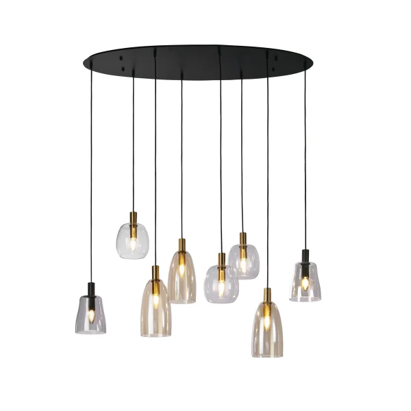 Searchlight Divine - lampe suspendue - 120 x 35 x 140 cm - noir mat et verre coloré