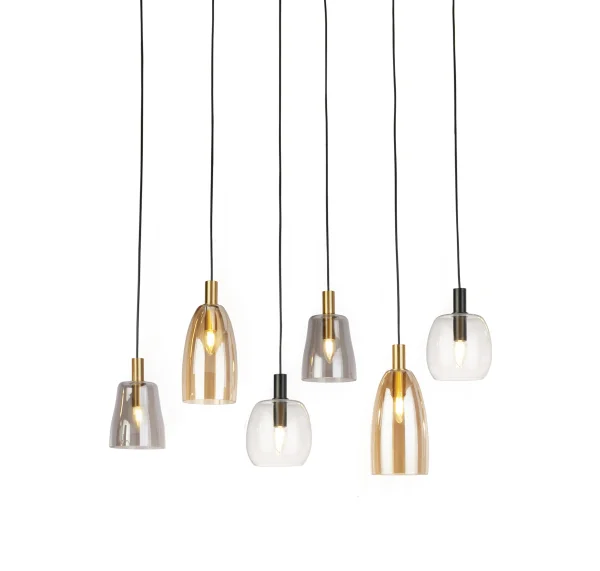 Searchlight Divine - lampe suspendue - 95 x 140 cm - noir mat et verre coloré
