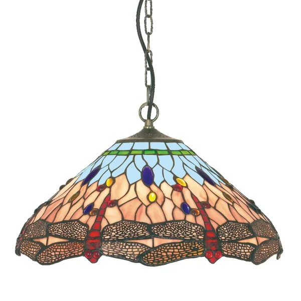 Searchlight Dragonfly - lampe suspendue - Ø 42 x 112 cm - multicolore