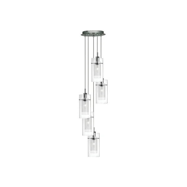 Searchlight Duo 1 - lampe suspendue - Ø 28 x 120 cm - chrome et transparent