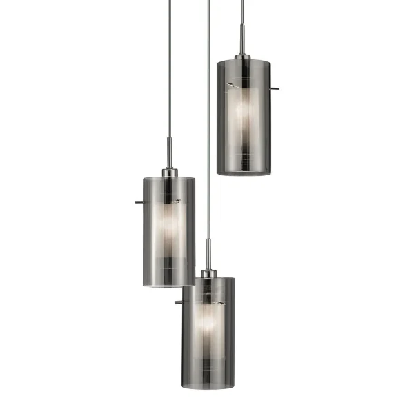 Searchlight Duo 2 - lampe suspendue - Ø 26 x 120 cm - verre fumé et dépoli