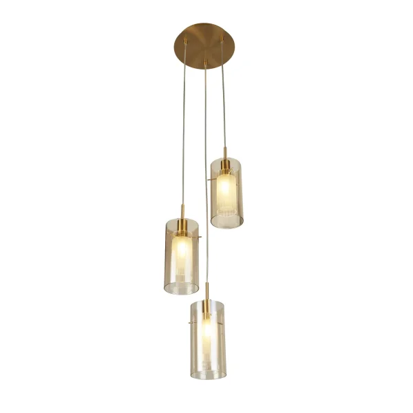 Searchlight Duo III - lampe suspendue - Ø 26 x 120 cm - bronze et champagne