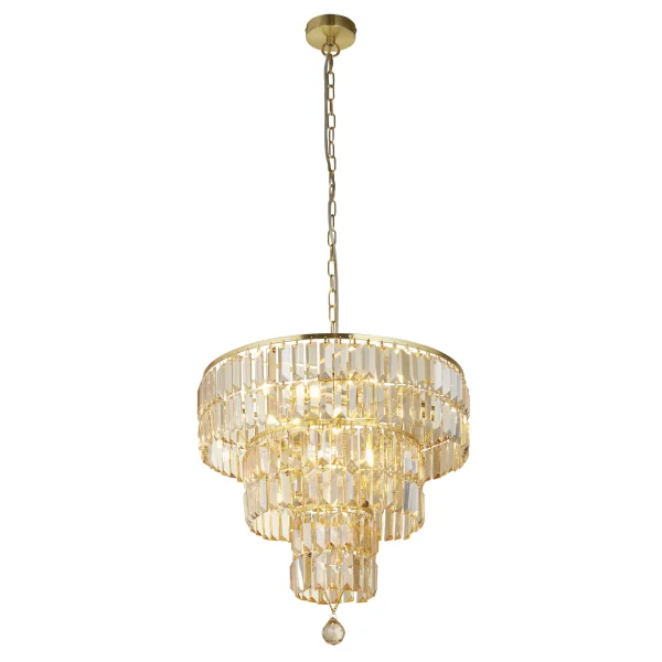 Searchlight Empire - lampe suspendue - Ø 48 x 150 cm - laiton satiné et champagne