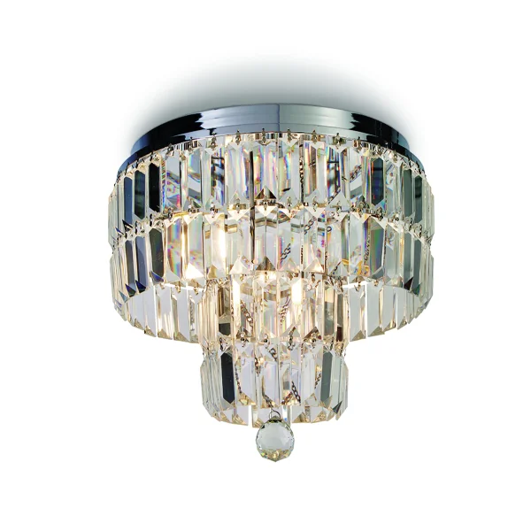 Searchlight Empire - plafonnier - Ø 34 x 33 cm - IP44 - chromé et transparent